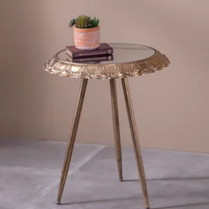 Golden Petal Mirroe Top Accent Table