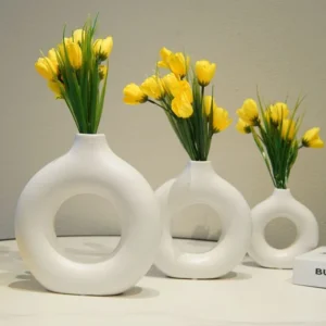Polymera Ceramic Donut Vase- Set of 3