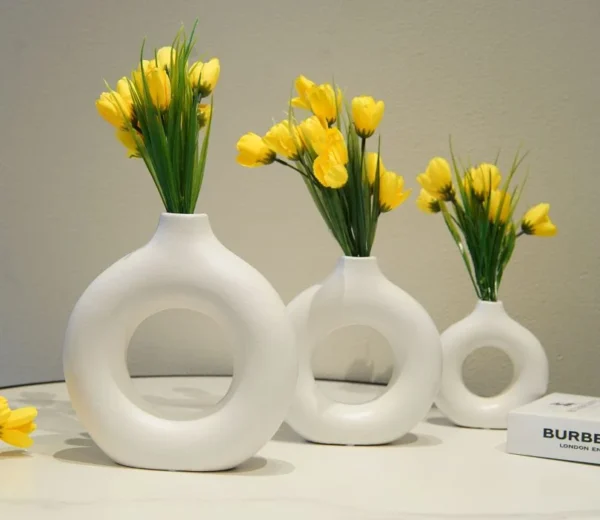 Polymera Ceramic Donut Vase- Set of 3