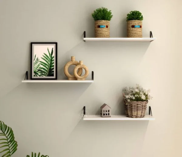 Aloft Wall Shelf With Bracket, Modern Wood & Metal Wall Mounted Shelves For Living - Image 2