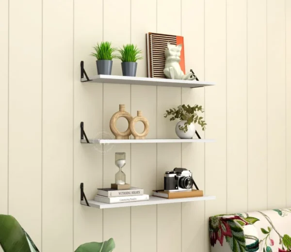 Aloft Wall Shelf With Bracket, Modern Wood & Metal Wall Mounted Shelves For Living - Image 4