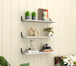 Aloft Wall Shelf With Bracket, Modern Wood & Metal Wall Mounted Shelves For Living