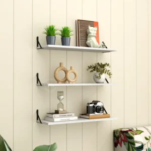 Aloft Wall Shelf With Bracket, Modern Wood & Metal Wall Mounted Shelves For Living