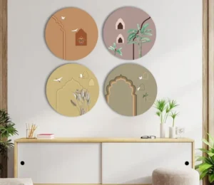 Harit Abstract Traditional and Tropical Art Set of 4 Wall Frame