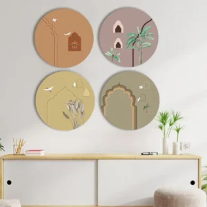 Harit Abstract Traditional and Tropical Art Set of 4 Wall Frame
